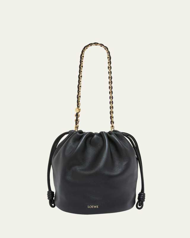 x Paula's Ibiza Flamenco Bucket Bag in Napa Leather with Chain